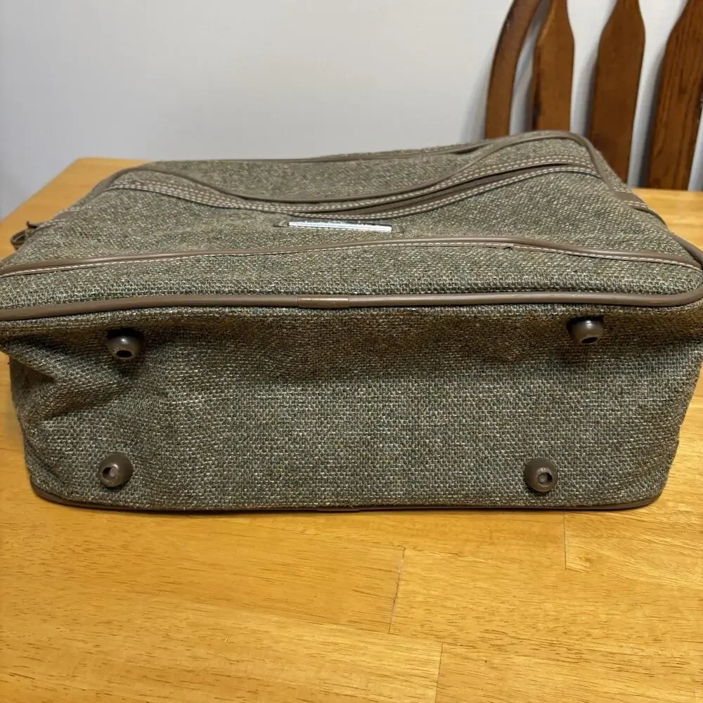 Jordache Tweed Carry On Overnight Bag Tote Luggage Weekender 15.5x11.5x6 Vintage
